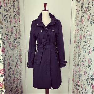 DKNY Navy Hooded Belted Trench - XS